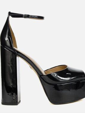 Sam Edelman Black Patent Leather Kori Platform Heels, Size 7